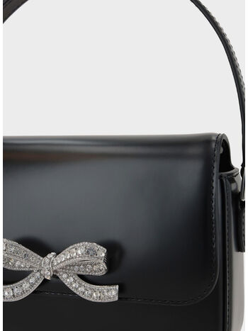 BORSA LEATHER BAGUETTE, BLACK, small