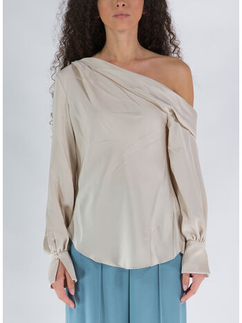 TOP ALICE SATIN ONE SHOULDER, CHAMPAGNE, small