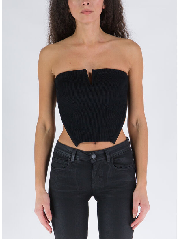 TOP ANGLED RIB BUSTIER, BLACK, large