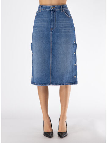 GONNA IN DENIM CON BOTTONI LATERALI, 4233 VINTAGE BLUE DENIM, small