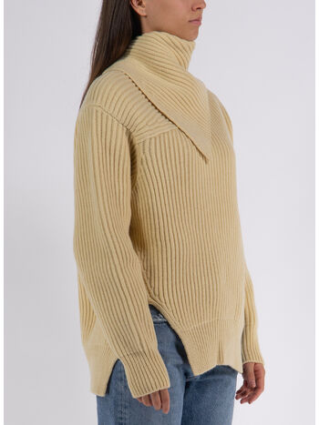 CARDIGAN LONG SLEEVES FOULARD NECK, 740 BUTTER, small