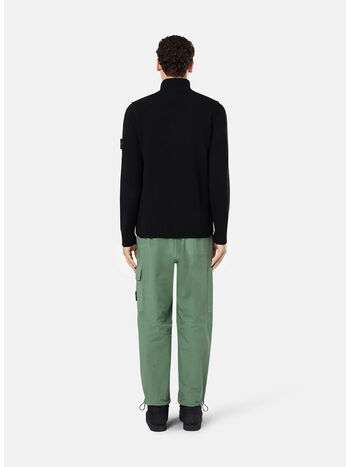 MAGLIONE CON ZIP CORTA LAMBWOOL E DETTAGLI IN FELTRO, V0029 BLACK, small