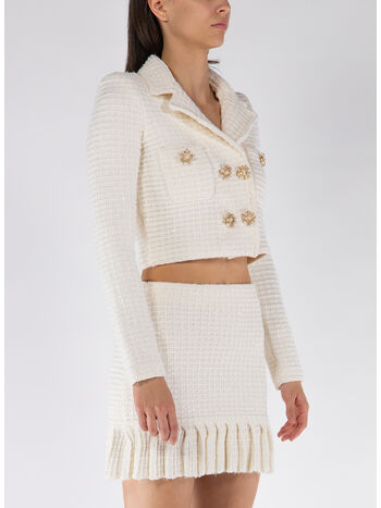 GIACCA CREAM SEQUIN TEXTURED KNIT, CREAM, small