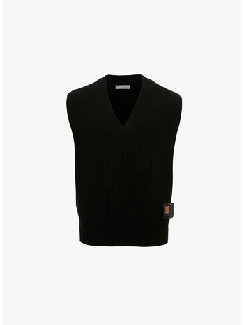GILET SIM CARD PATCH V NECK, 999 BLACK, small