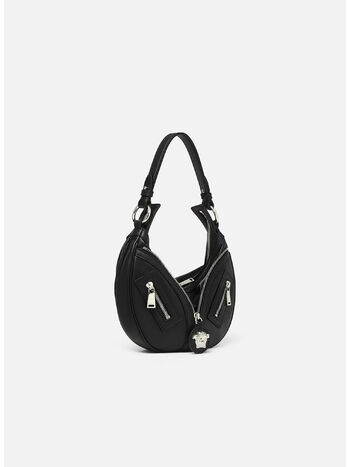 BORSA HOBO PICCOLA REPEAT, 1B00P NERO-PALLADIO LUCIDO, small