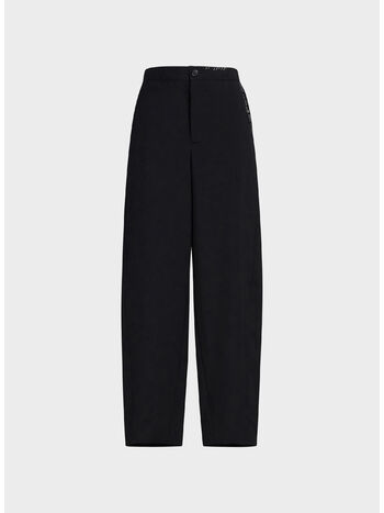 PANTALONI CROP IN FRESCO LANA CON COULISSE, 00N99, small