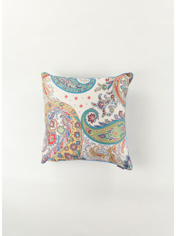 CUSCINO IN RASO DI COTONE PAISLEY, 990 WHITE, small