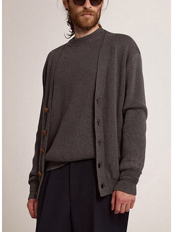 CARDIGAN CON BOTTONI, 60304 DARKGREYMELANGE, small