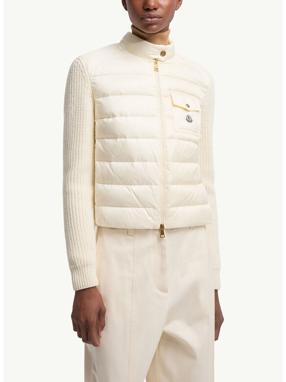 CARDIGAN IMBOTTITO IN LANA CON ZIP, 034, medium
