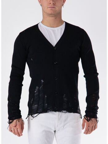 CARDIGAN DISTRESSED CON SCOLLO A V, , small