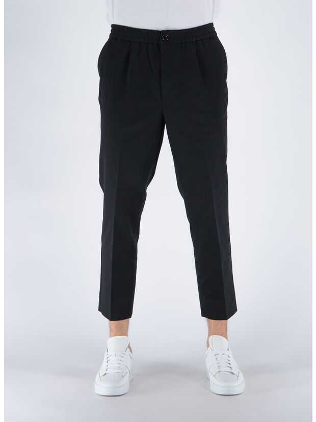PANTALONE ELASTICATED WAIST, 001 BLACK, large