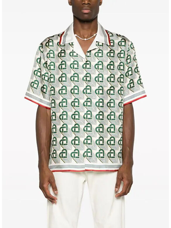 CAMICIA CUBAN COLLAR, 05 HEART MONOGRAMME GREEN, medium