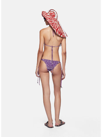 BIKINI IN LYCRA CON STAMPA A BANDANA, 690 VIOLET BROWN WHITE, small