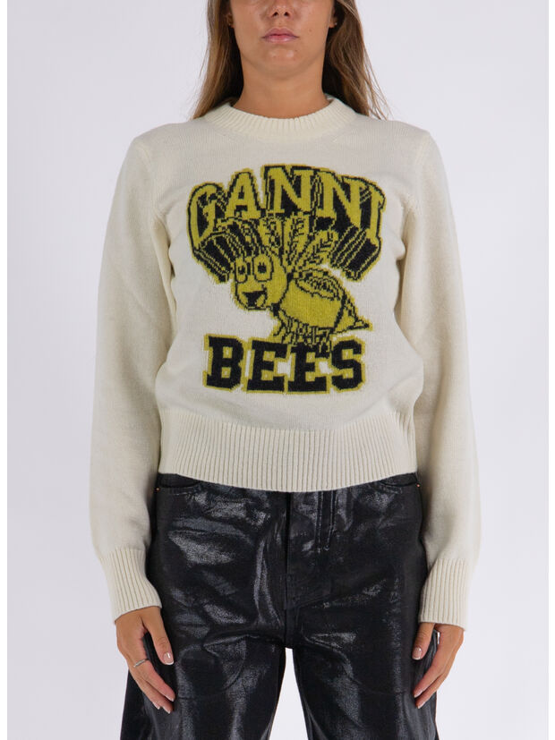 AER ADAM ET ROPE - 新品未使用　GANNI／Graphic O-neck Pullover Bees GANNI MAGLIONE GRAPHIC BEES O'NECK | a462155-115590 | Susi
