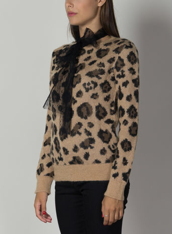 MAGLIA IN MOHAIR CON JACQUARD LEO ROCK, 954CAMMELLO, small