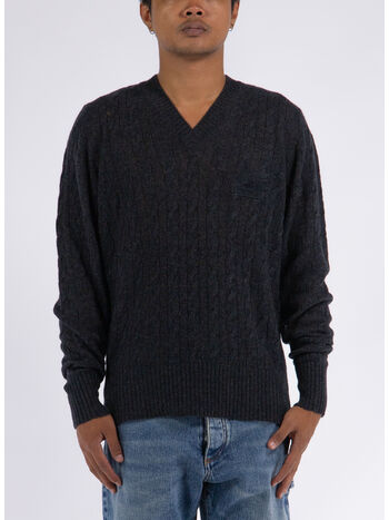 PULLOVER CABLE STITCH V NECK, 0002, small