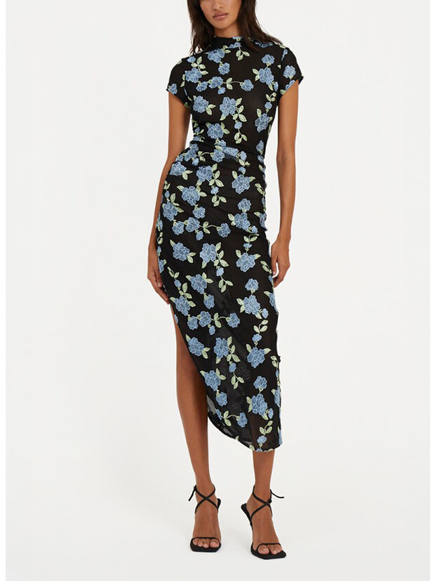 ABITO MIDI FLOREALE ASYMMETRIC, , large