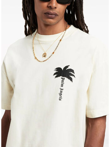 T-SHIRT PAM TREE-PRINT, 0310 OFF WHITE BLACK, small