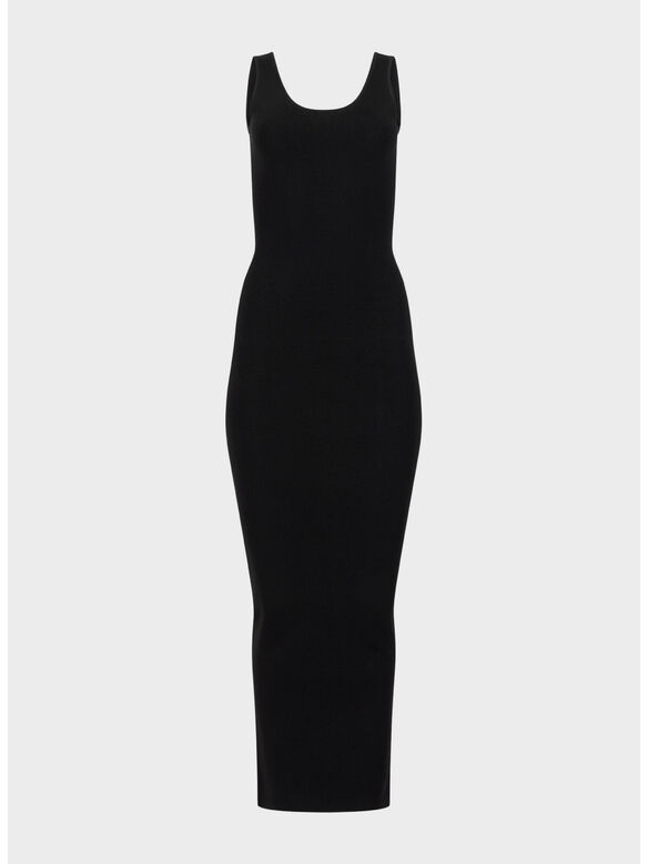 ABITO SQUARE NECK KNIT MIDI, 0015 BLACK, medium