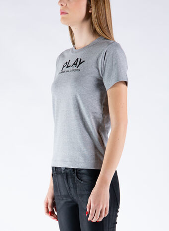 T-SHIRT PLAY LOGO, GREY, small