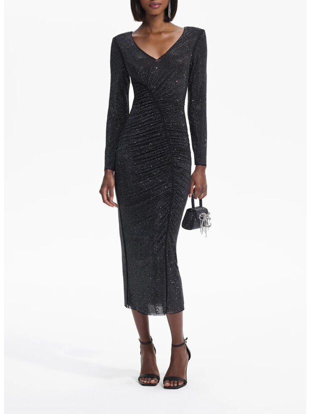 ABITO RHINESTONE GATHERED, BLACK, large