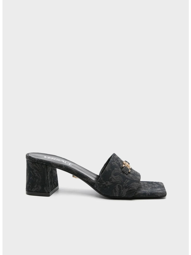 SANDALO MULE T55 JACQUARD BAROCCO, 1B00V BLACK VERSACE GOLD, large