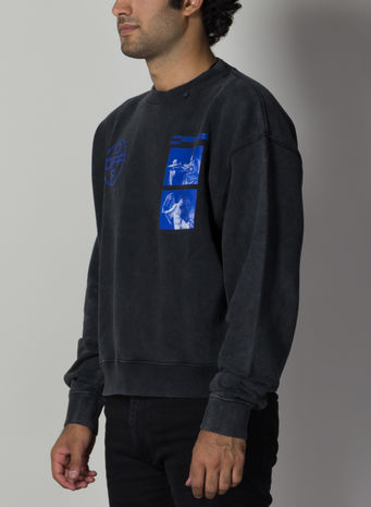 FELPA HARDCORE CARAVAGGIO SWEATSHIRT, BLACK/BLUE, small