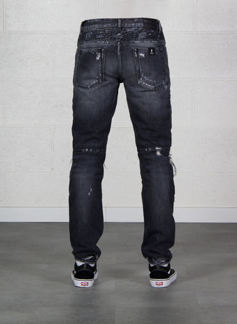 JEANS LIGHT WASH SKULL BIKER, BLACK/MULTI, small