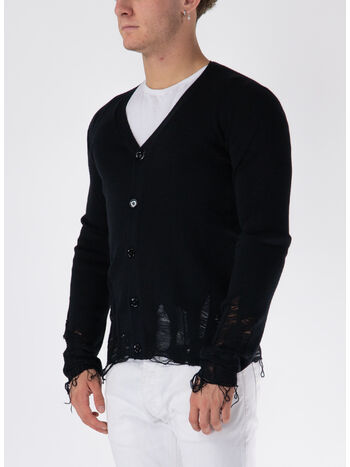 CARDIGAN DISTRESSED CON SCOLLO A V, , small