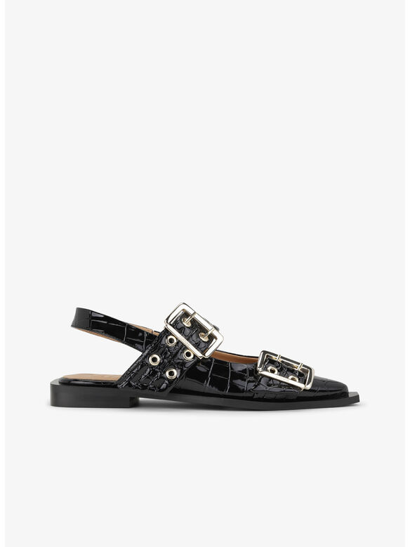 SCARPA BALLERINA FEMMININE BUCKLE, 099 BLACK, medium