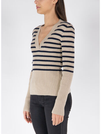 MAGLIONE LOU, TAS ECRU/DARK NAVY, small