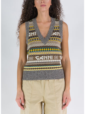 GILET LOGO WOOL MIX, 531 PALE KHAKI, small