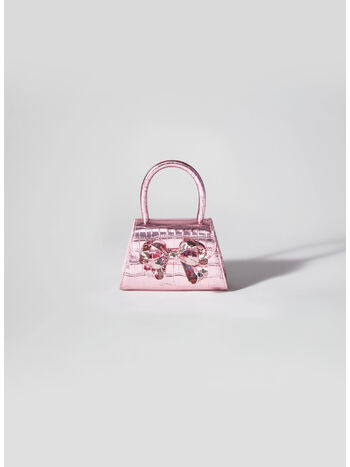 BORSA METALLIC CROC MICRO BOW BAG, PINK METALLIC CROC, small