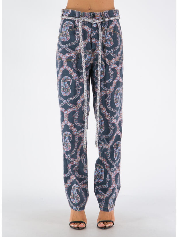PANTALONE LOUISE IN DENIM PAISLEY, 200, large