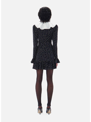 ABITO MINI DAISY PRINT SILK WITH VOLAN, 0900 BLACK, small