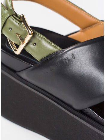 SCARPA ZEPPA IN PELLE NERA E VERDE, ZI835 BLACK/DARK OLIVE, small
