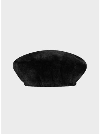 CAPPELLO FAUX FUR BERET UNISEX, SB002 SOLID BLACK, small