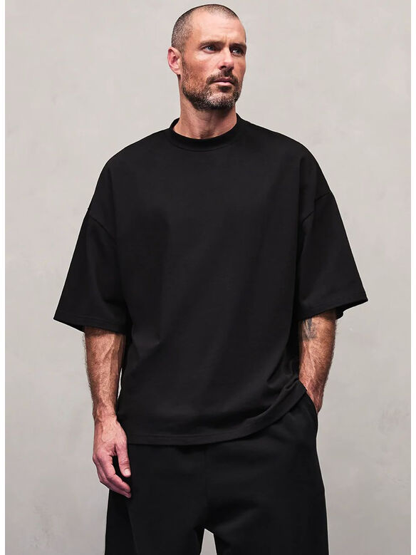 T-SHIRT HEAVY BOXY UNISEX, 0015 BLACK, medium