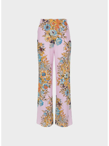 PANTALONI IN TWILL STAMPATO, X0875 VIOLA, small