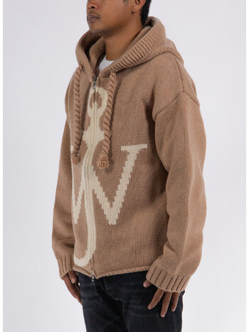 PULLOVER ZIP FRONTALE ANCHOR HOODIE, 132 BEIGE, small