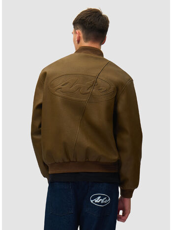 GIUBBOTTO LEATHER VARSITY, 200 BROWN, small