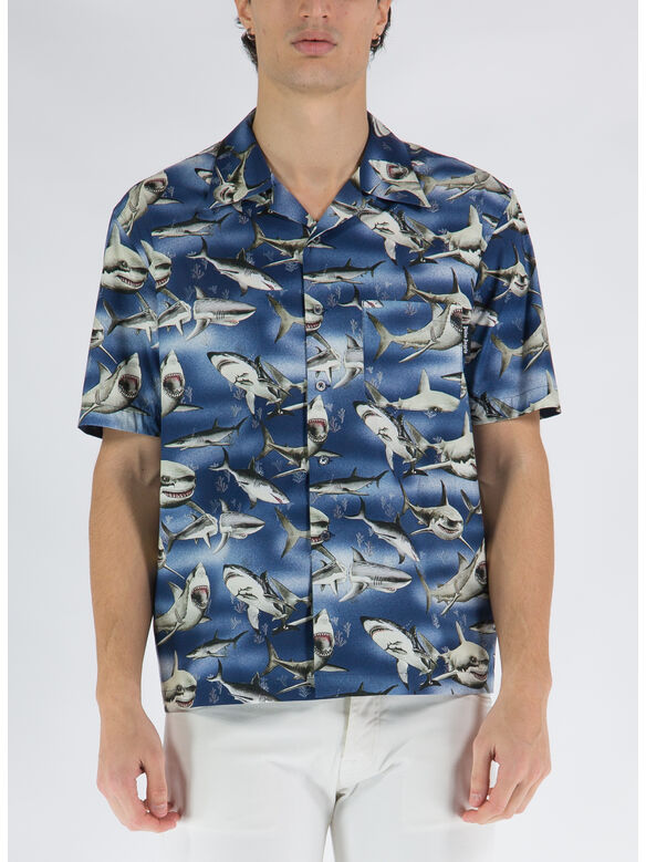 CAMICIA BOWLING SHARKS, 4510 BLUE / BLACK, medium