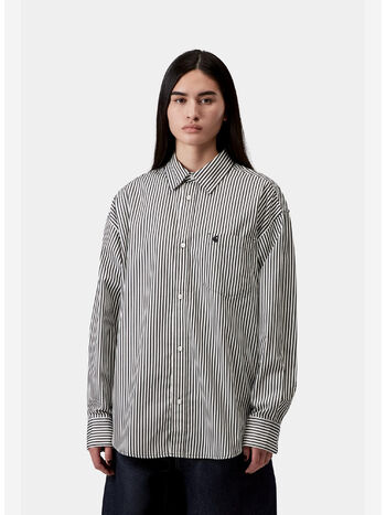 CAMICIA L/S DALDRY COTTON POPLIN, 3J7XX DALDRY STRIPE BLACK/WAX, small
