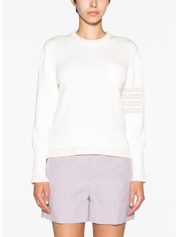 MAGLIONE JERSEY STITCH CREW NECK, 101 WHITE, large