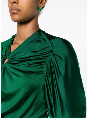 CAMICIA GATHERED CIRCLE DETAIL, 8685 VIRIDIAN, small