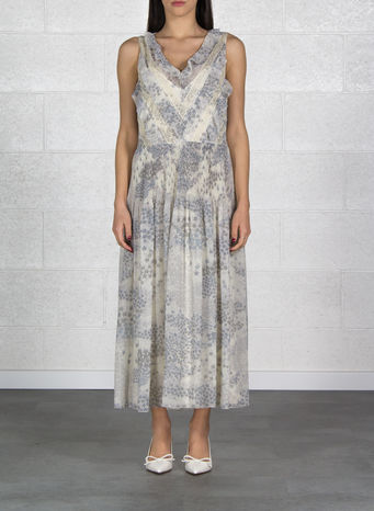 ABITO IN CHIFFON STAMPA CASCATA DI STELLE, GZ7GREYMOON, small