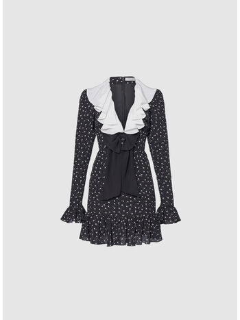 ABITO MINI DAISY PRINT SILK WITH VOLAN, 0900 BLACK, small