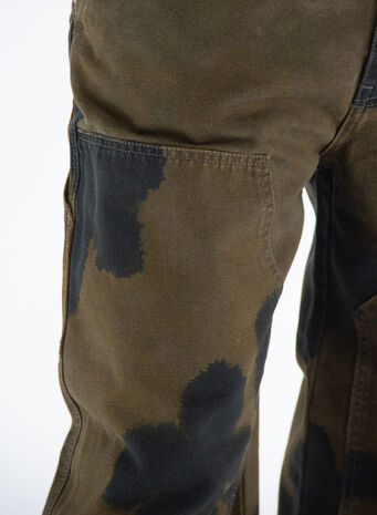 PANTALONE FLORAL DYE WORK PANT, BROWN, small