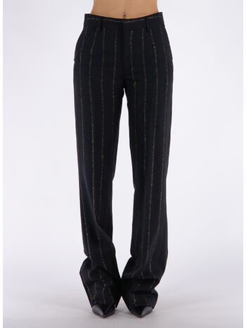 PANTALONE LIGHT WOOL LUREX PINSTRIPE, 0932 BLACK GOLD, small