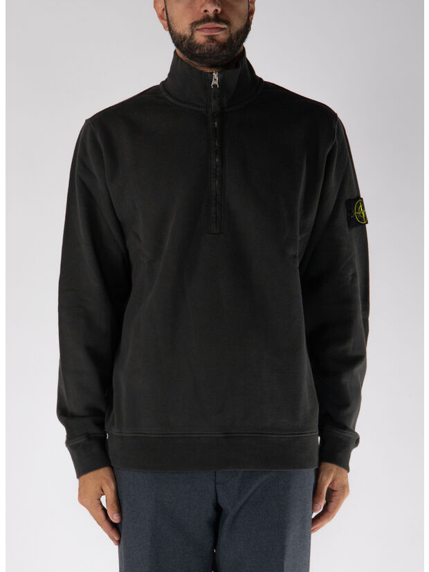 FELPA CON ZIP CORTA BRUSHED ORGANIC COTTON FLEECE, V0062 LEAD GREY, large